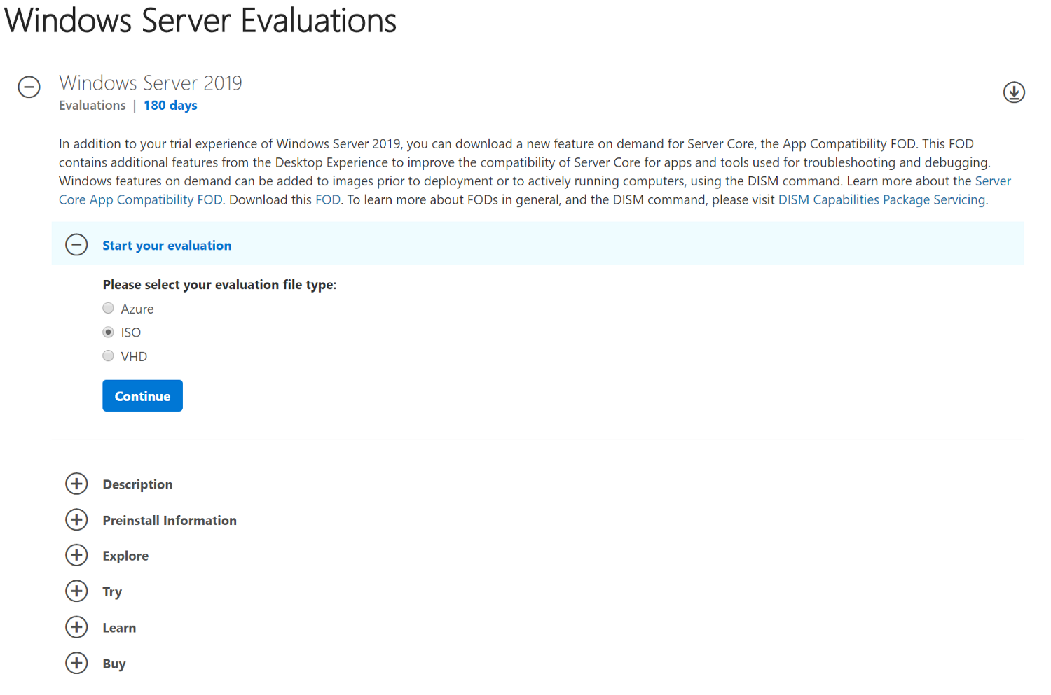 Windows Server 2019 Standard. Standard desktop experience. Server evaluation