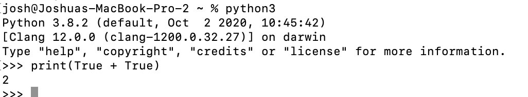 Screenshot of python REPL on MacOS